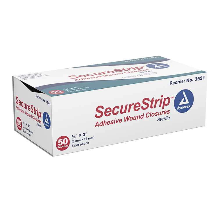 Dynarex SecureStrip Adhesive Wound Closures - Sterile, (Box of 50)