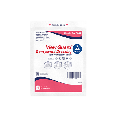 Dynarex View Guard Transparent Dressings, Sterile, 4” x 4 ¾” (Box of 50)