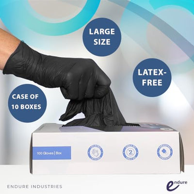 Endure Starlight Series Nitrile Exam Gloves, Black, 6.5g (10 bx/cs)
