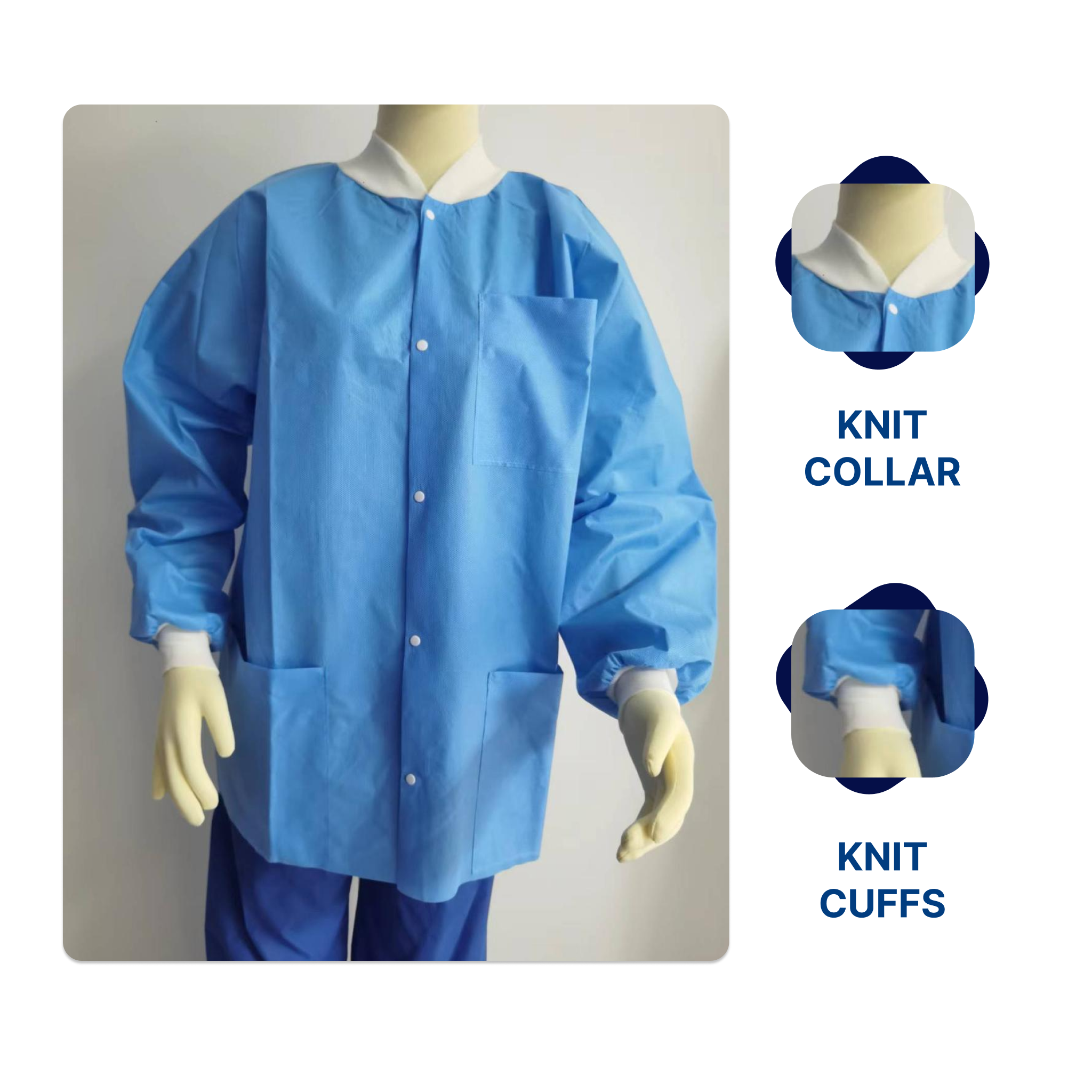 Lab Motorcycle Jacket Disposable Lab Jacket | Hip-Length, Knit Collar and Cuffs (30/box ...