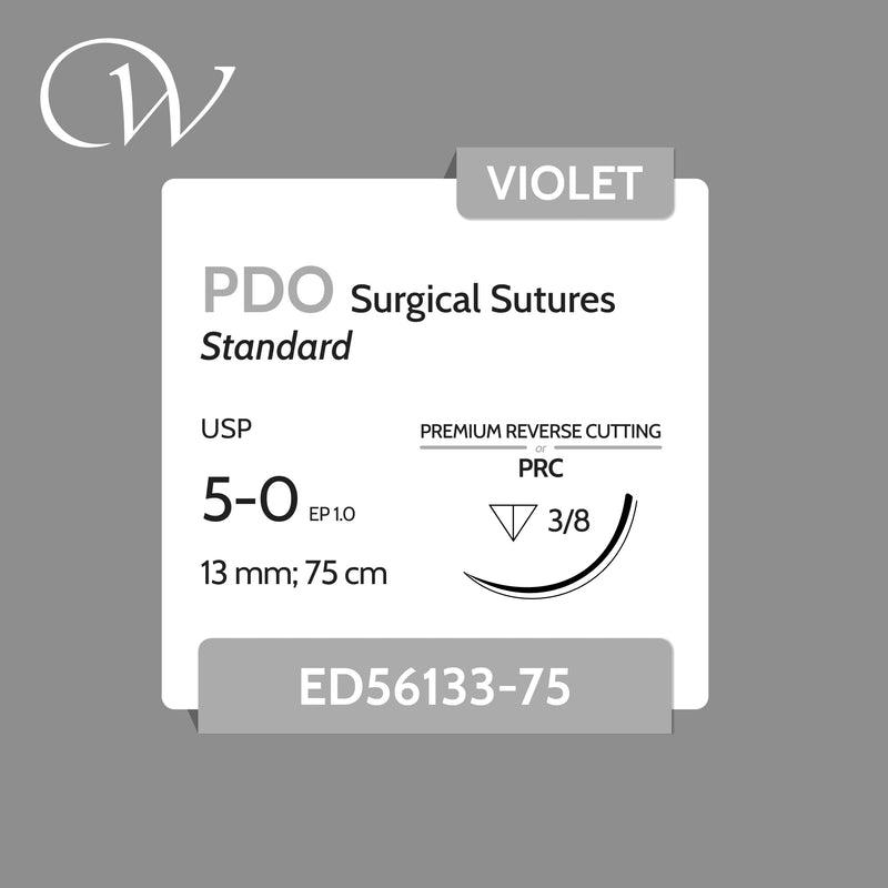 PDO Sutures 5-0, 3/8 PRC | Violet | 13mm; 75cm (30") | Box of 12