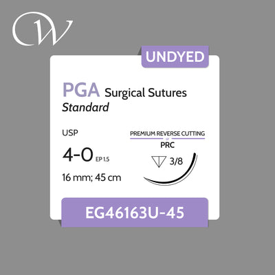 PGA Sutures 4-0, 3/8 PRC | Undyed | 16mm; 45cm (18") | 12 per box
