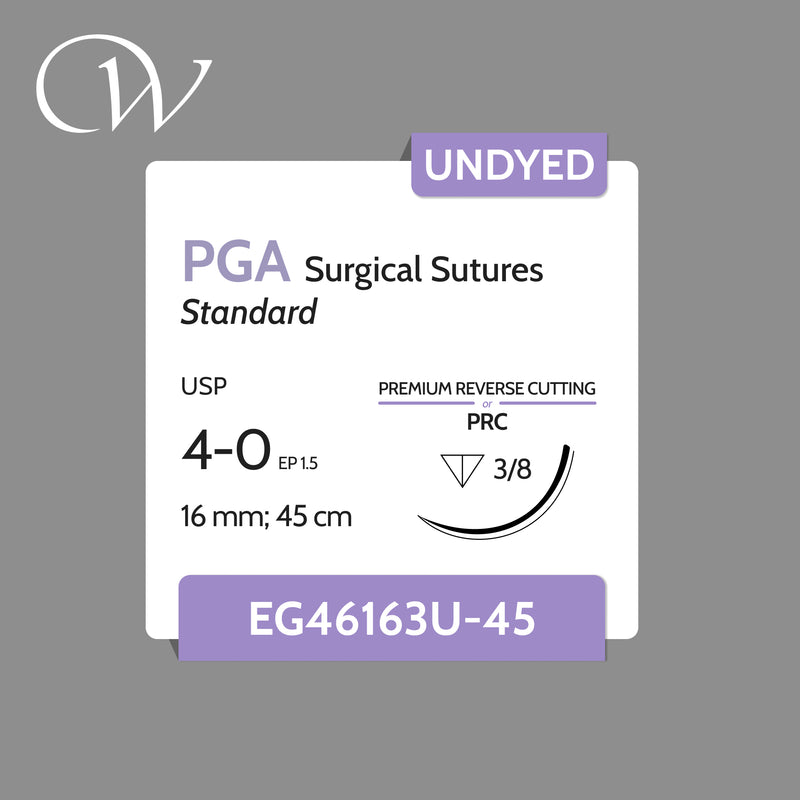 PGA Sutures 4-0, 3/8 PRC | Undyed | 16mm; 45cm (18") | 12 per box