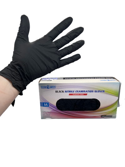 Clean Safety Black Nitrile Examination Gloves, 5.0 mil