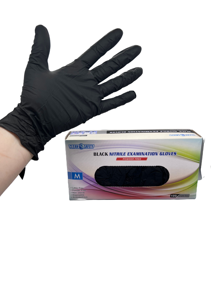 Clean Safety Black Nitrile Examination Gloves, 5.0 mil