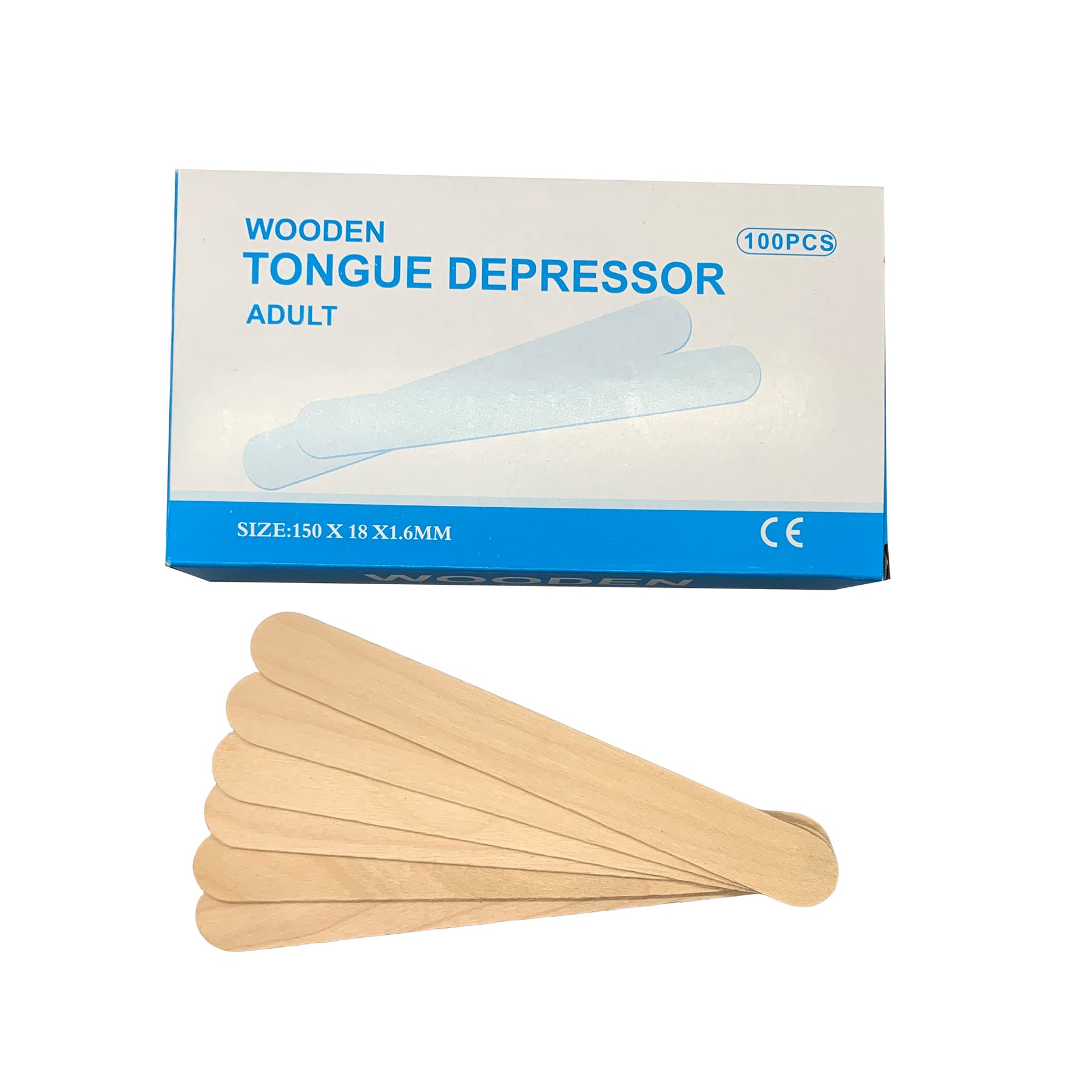 JMU Disposable Wooden Tongue Depressors Sterile 6 Inch