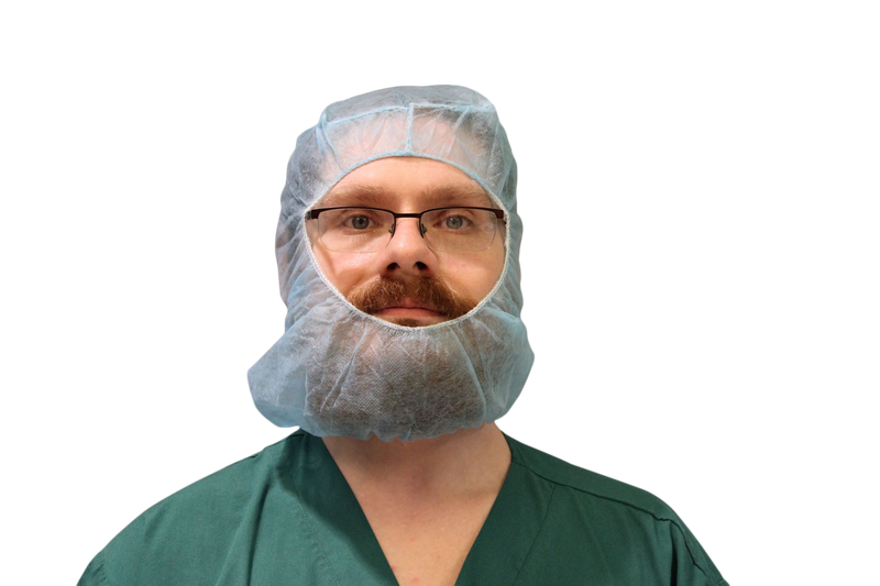 Disposable Surgeon Hood and Beard Cover, Blue