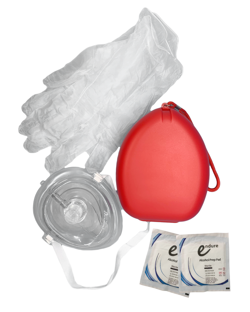 CPR Mask with Vinyl Gloves, Alcohol Prep Pads